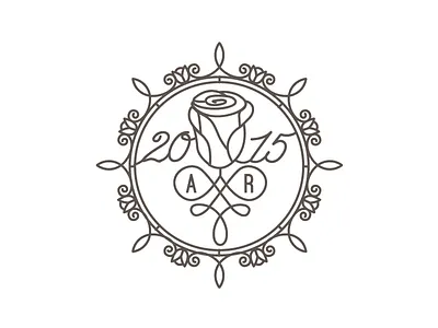 Wedding Invitation Rose Monogram date design feminine floral icon illustration invitation modern monogram romantic rose wedding