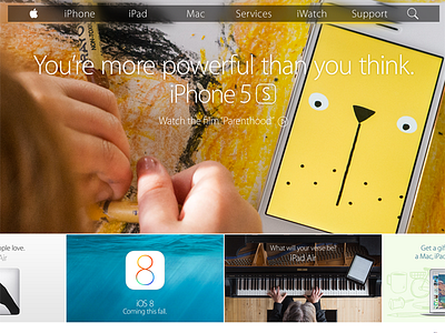 Apple.com Concept Redesign (Menu Bar) apple apple rumors apple.com concept design ios 8 ipad iphone jony ive os x redesign website