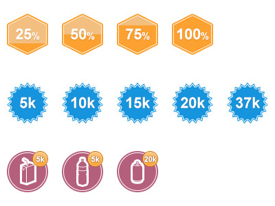 Progress Badges badge blue icon interface orange progress red