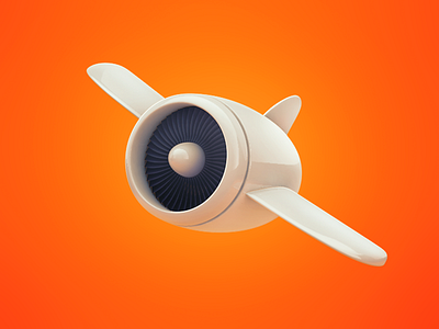 Fly turbine 3d air experiment jet orange turbine wings