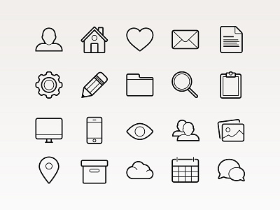 Basic Vector Icons basic flat icons outlined strokes technology ui vector web