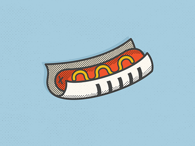 Hot Doc document flat halftone hot dog illustration lol