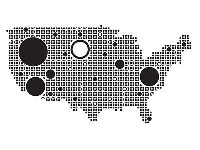 Map black circles illustration map usa white