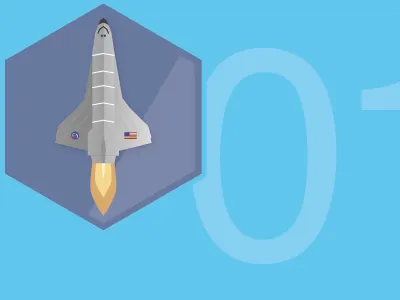 Space Shuttle final badge flat hexagon icon illustrator nasa rocket space space shuttle usa