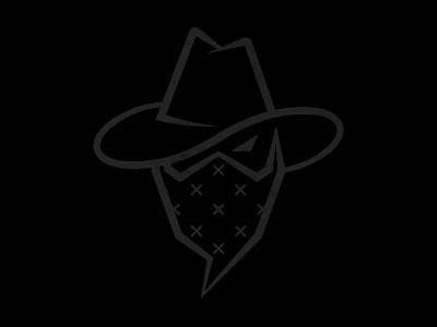 Outlaw Dude bandanna bandit brooding chiseled dark hat illustration mascot shadow sneaky sports villain