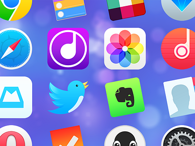 Replacement icons clear contacts evernote icons mac mailbox music os photo safari twitter yosemite