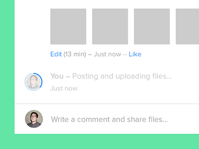 Posting and uploading files… avatar comment commenting interface loading posting ui