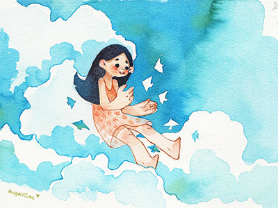 above clouds cute painting watercolor