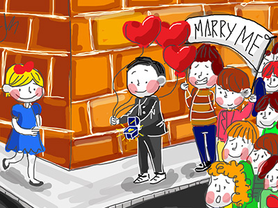 Love cartoon couple drawing illustration storybook