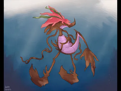 Illustration - Dragalge brown draw illustration pokemon sea sea horse