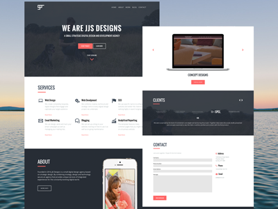 JJS Designs front page mock-up design flat ui ux webdesign