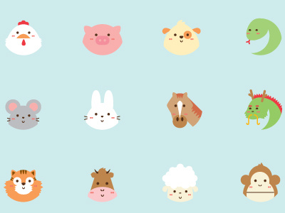 Zodiac Buttons animals buttons cute flat icon zodiac