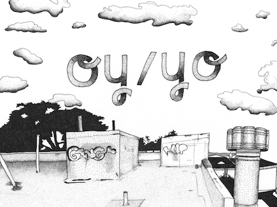 oy/yo brooklyn clouds graffiti lettering new york roof