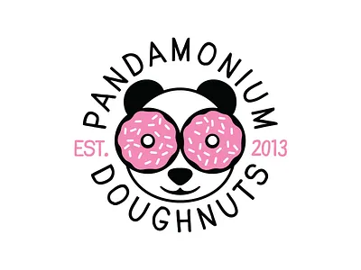 Pandamonium Doughnuts Logo brand design doughnut identity logo mark panda