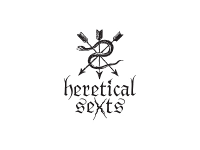 Heretical Sexts. arrows black and white heretical identity logo snake
