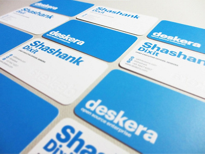 Deskera Embossed Business Card Design blue business card card emboss minimal namecard rounded corner white