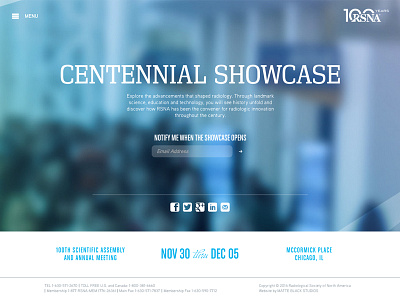 RSNA Centennial Showcase blur css3 html5 liquid milesontes photography responsive rsna timeline