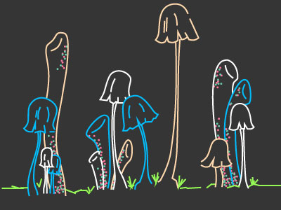 Glowie Shrooms illustration lines mushrooms vector