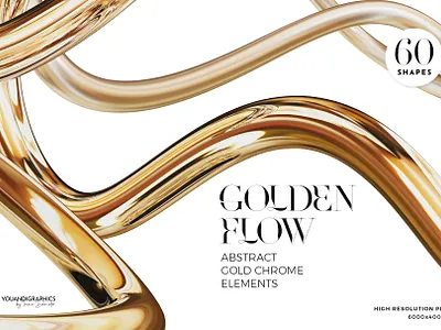 Golden Flow 3D Elements 3d branding graphic design logo