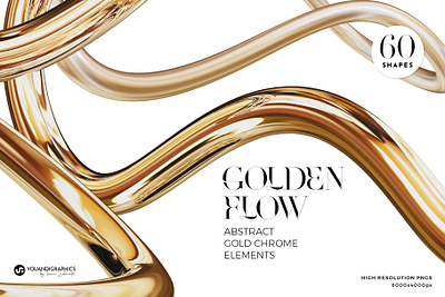 Golden Flow 3D Elements 3d branding graphic design logo