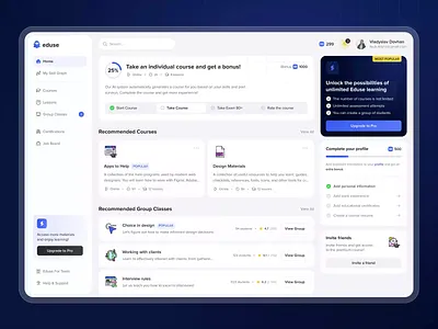 Dashboard LMS • Eduse animation blue classes course dashboard figma job learn lms studing ui ux