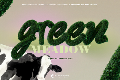 Green Meadow 3D Letters 3d branding elements font graphic design letters type typography