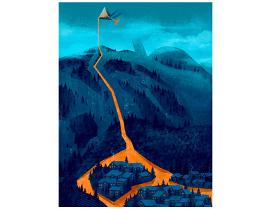 Global Warming Poster Illustration. Mermaid’s Cry blue branding climat cocktail editorial eruptions global graphic design illustration lava mermaid mountain nature orange poster texture volcano warming woman