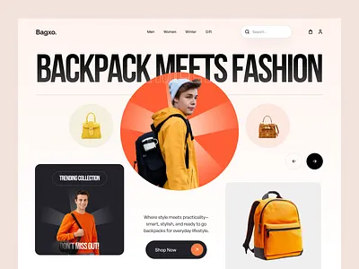 Backpack Shop Landing Page Design backpack backpack shop backpack website bag shop bag store ecommerce landing page ecommerce ui ecommerce ui design ecommerce web design ecommerce website ecommerce website design landing page landing page design landing page ui online store shopify shopify ui shopify website ui ui design