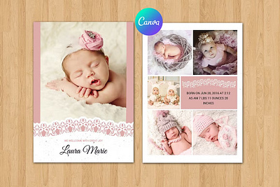 Birth Announcement Template baby announcement baby born baby card baby photo card baby photo template birth announcement birth announcement card canva card template editable new baby newborn announcement newborn photography newborn template photo announcement photographer photography photography template photoshop template printable