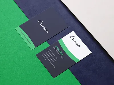 AuraTech Business Card Design brand design brand identity brand strategy branding business card business card design card design corporate identity design graphic design logo logo design minimalist stationery design visiting card