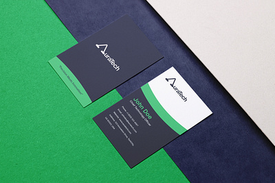 AuraTech Business Card Design brand design brand identity brand strategy branding business card business card design card design corporate identity design graphic design logo logo design minimalist stationery design visiting card