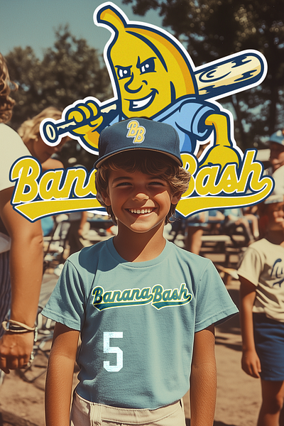 Banana Bash baseball branding cartoon illustration logotype mascot retro script sports vintage