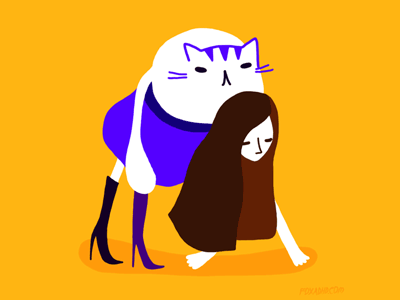 GIF: Cats Taking Over adhd animation cat foxadhd gif photoshop piggy back walk yellow