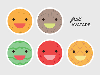 Fruit Avatars avatars faces fruit grapefruit icons illustrations kiwi kristina pineapple strawberry watermelon zmaic