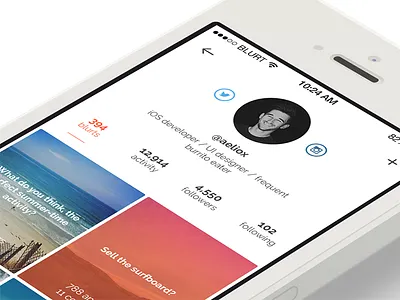 Profile app bio blurt grid ios profile user