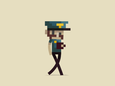 Pixel Cop Walkcycle 8bit animation cop flat design loop pixel