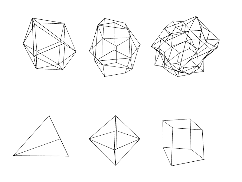 from Tetra to Bucky c4d geometry wireframe