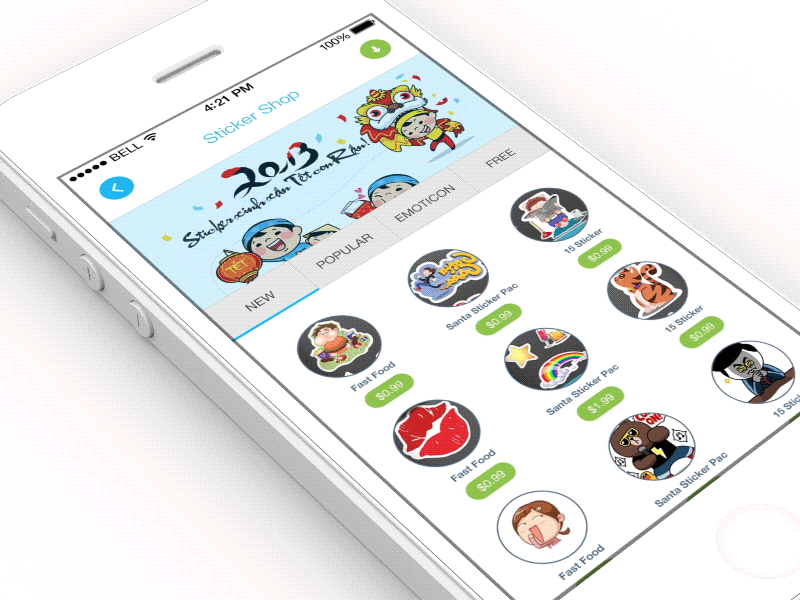 Sticker Shop Design | UX, UI, iOS