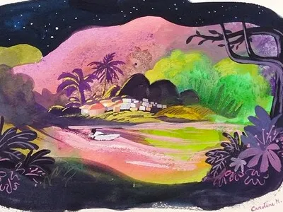 Pink Landscape dontbreakthechain gouache illustration sketch watercolor