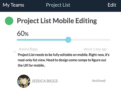 Project List mobile details view details mobile project simple