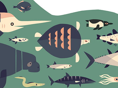 Migration, on the fin animal design animal illustration animals design fish graphic design illustration manatee pattern sea turtle surface design vector illustration