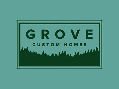 Grove Custom Homes badge logo pine trees stamp trees