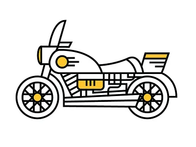 Motorcycle engine line motorcycle pipes tires yellow