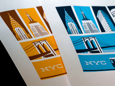 NYC Screenprinted Poster brooklyn bridge chrysler building empire state flatiron guggenheim illustration new york new york city nyc poster statue of liberty subway