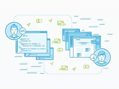 Connect & Collaborate Illustration avatars collaborate connect contour graphic illustration line startup vector