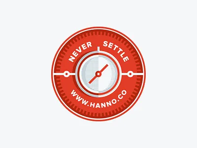 Never Settle sticker badge circle compass hanno icon illustration manifesto never settle sticker