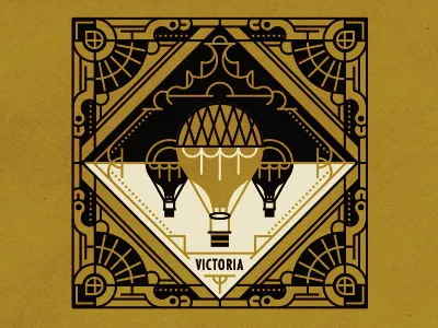 Victoria border decorative hot air balloon ornate texture vector vintage