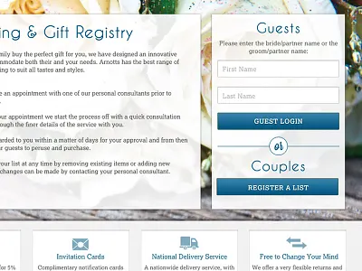 Wedding List Website form gift icons photography rose ui ux website wedding