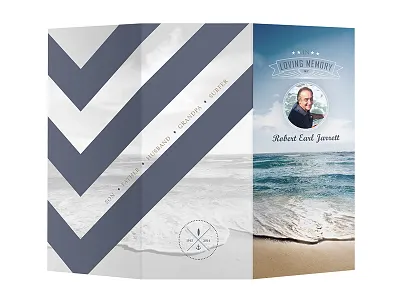 Memorial Handout brochure design graphic design handout nautical ocean print sufer trifold