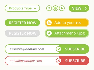 Basic & flat UI set buttons error flat html icons input select ui ux